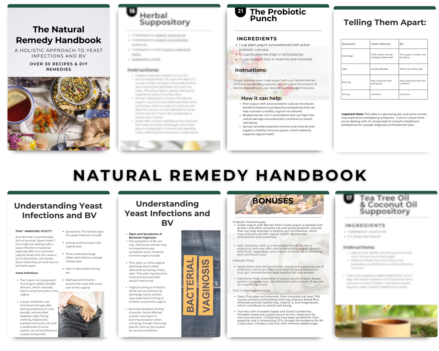 Natural Remedy Handbook-A Holistic Approach to Yeast Infections and BV: Over 36 RECIPES & DIY REMEDIE S